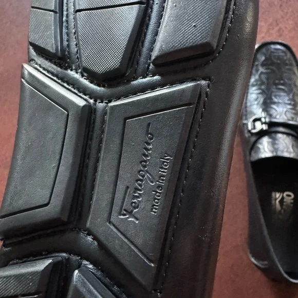 Salvatore Ferragamo Embossed Black Loafers